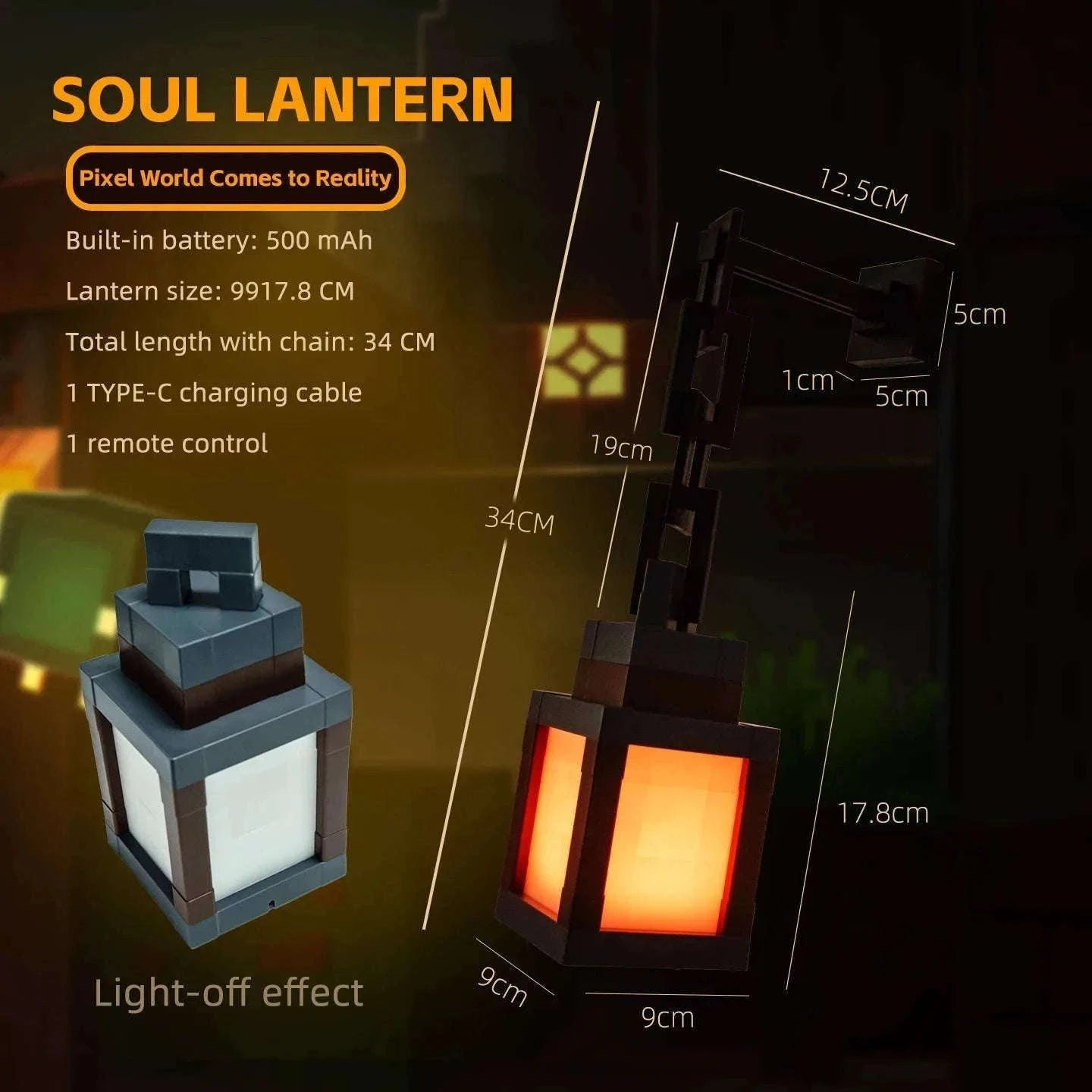 Pixel Style LED Night Light Lantern with 16 Colors and Remote Control-16 Color Lanterns