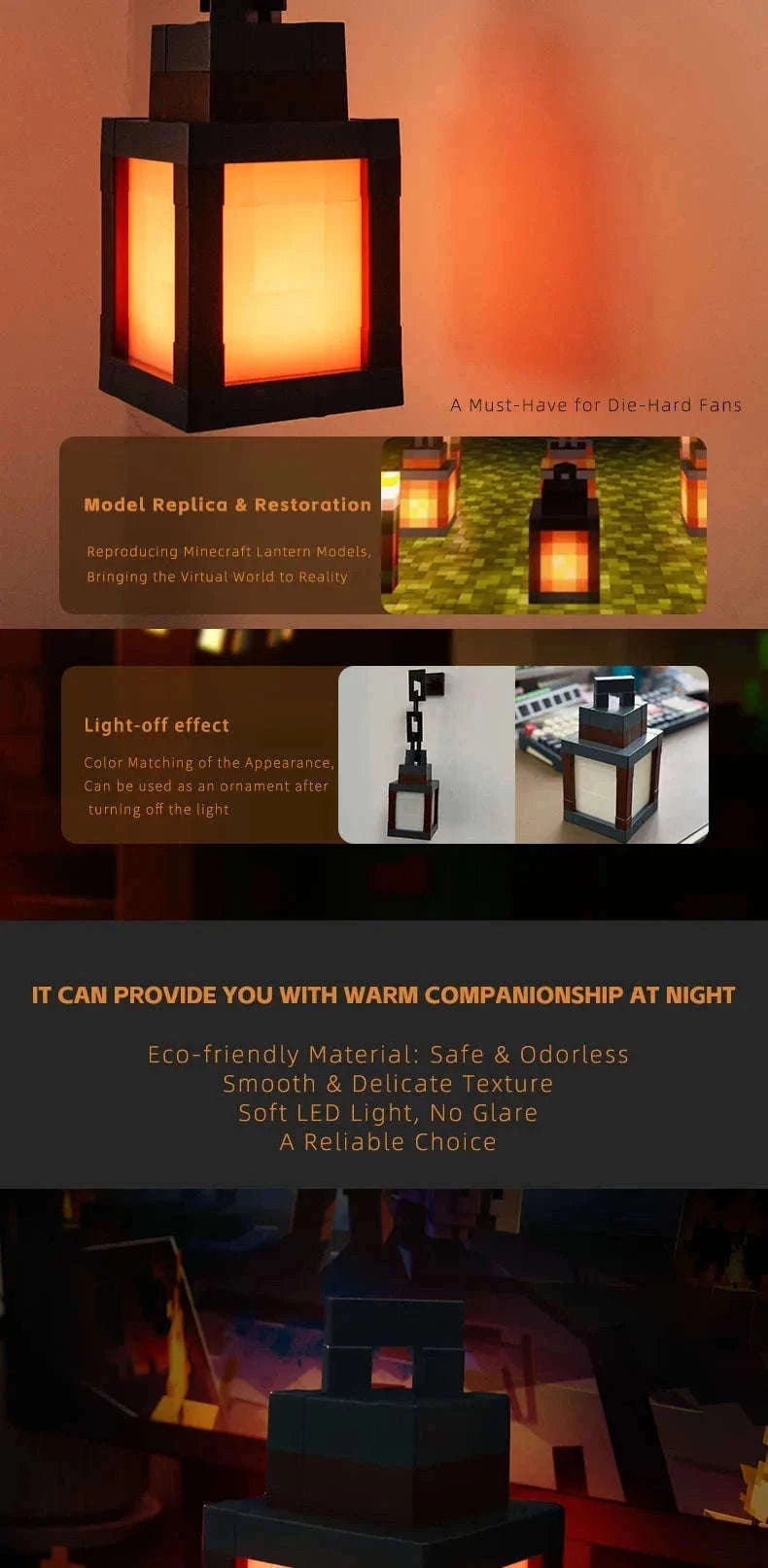 Pixel Style LED Night Light Lantern with 16 Colors and Remote Control-16 Color Lanterns