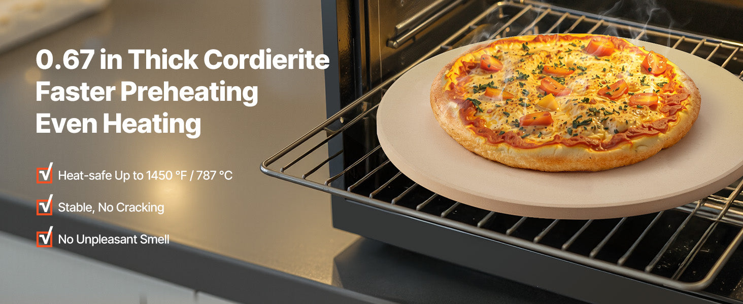 15-Inch Cordierite Pizza Stone with Peel & Scraper 1450°F