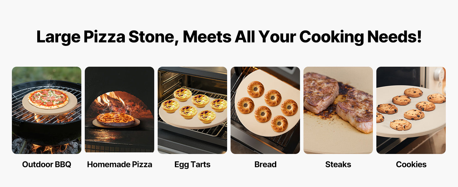 15-Inch Cordierite Pizza Stone with Peel & Scraper 1450°F