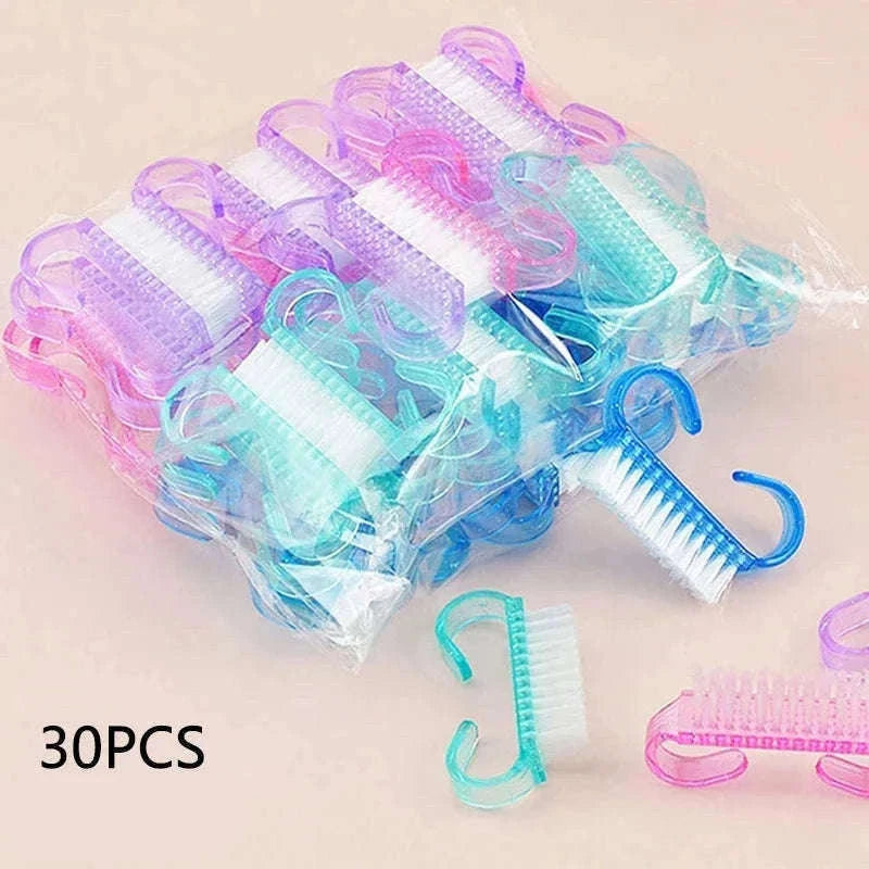 Plastic Nail Cleaning Brush Set for Manicure and Pedicure-15PCS