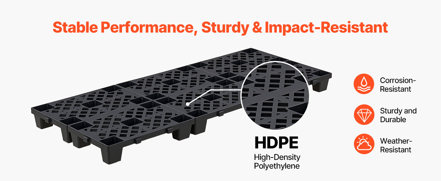 6pcs Plastic Storage Pallets HDPE Grid Base for Basement & Warehouse