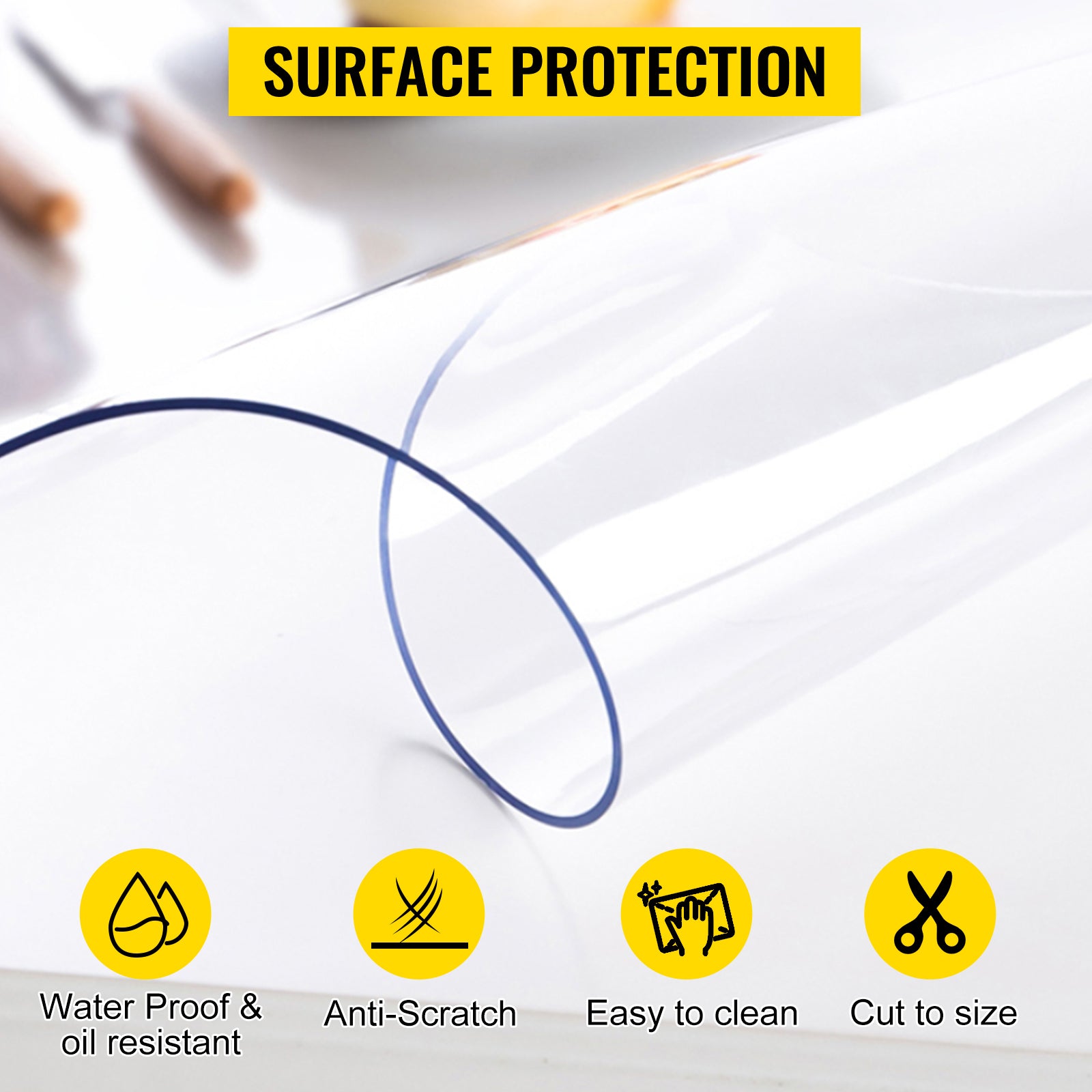 Clear PVC Table Protector 1.5mm Waterproof Desk & Dining Cover