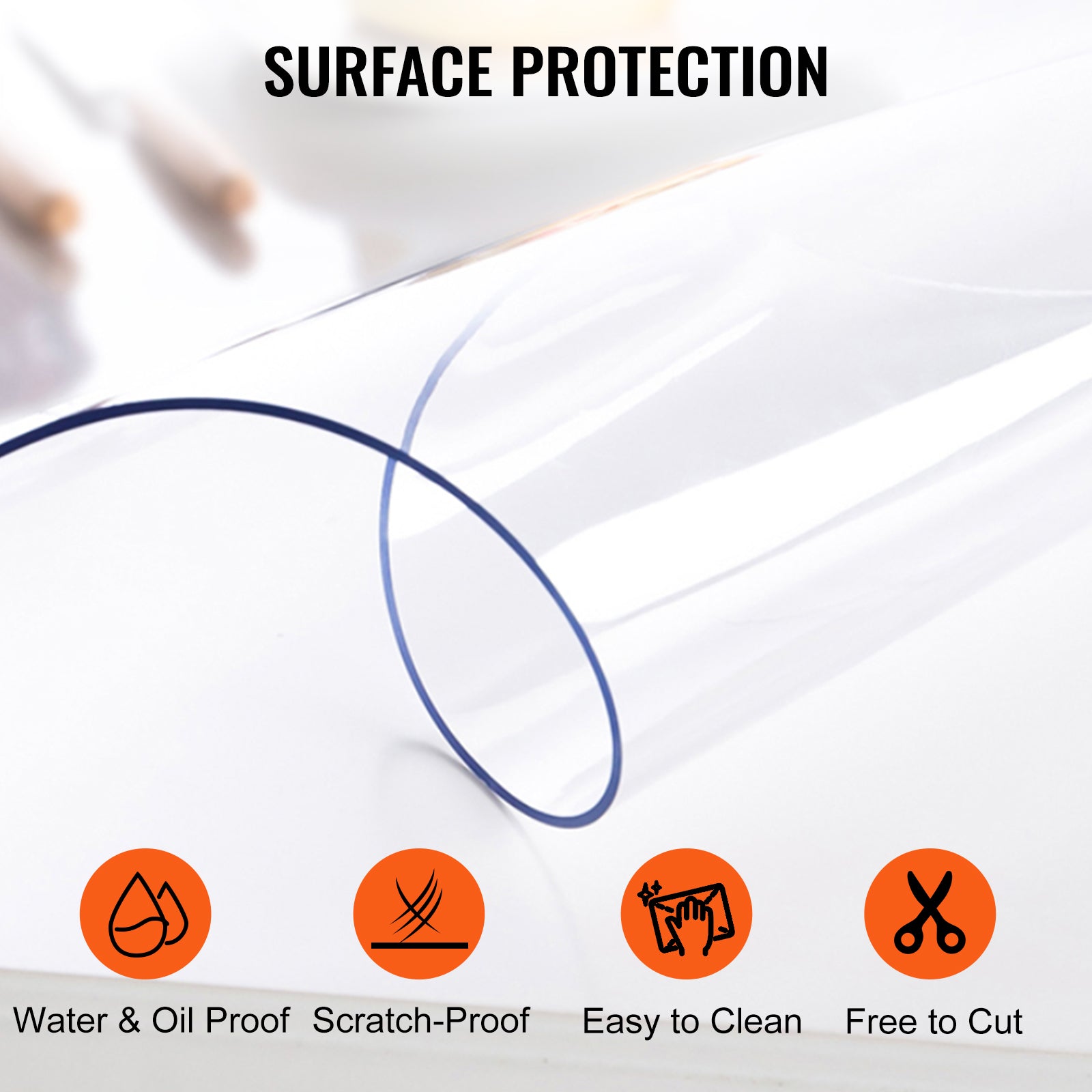 Clear PVC Table Protector Waterproof 1.5mm–2mm Thick Cover