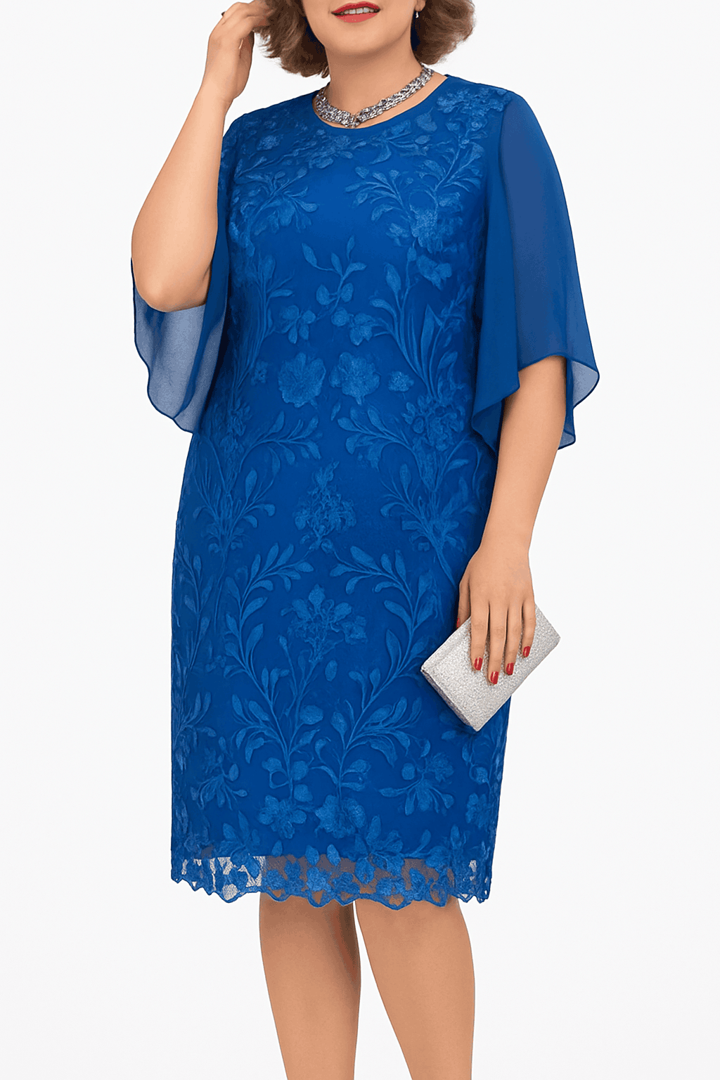 Plus Size Floral Embroidery Bodycon Dress for Wedding Guests & Parties-Pink / 3XL