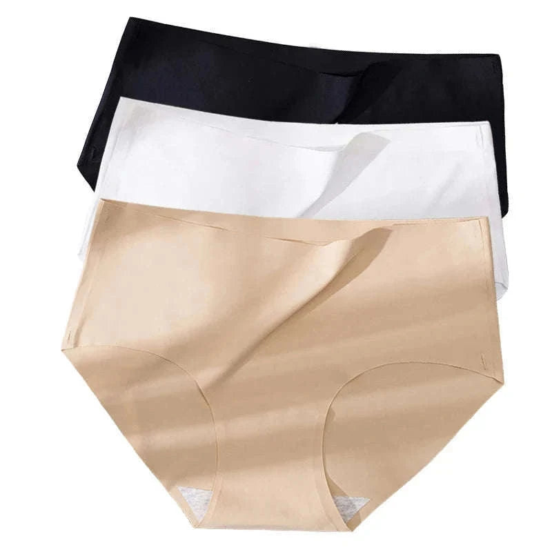 Plus Size Seamless Ice Silk Panties for Smooth All-Day Comfort-Ice-3Pcs black / XL / 3pcs