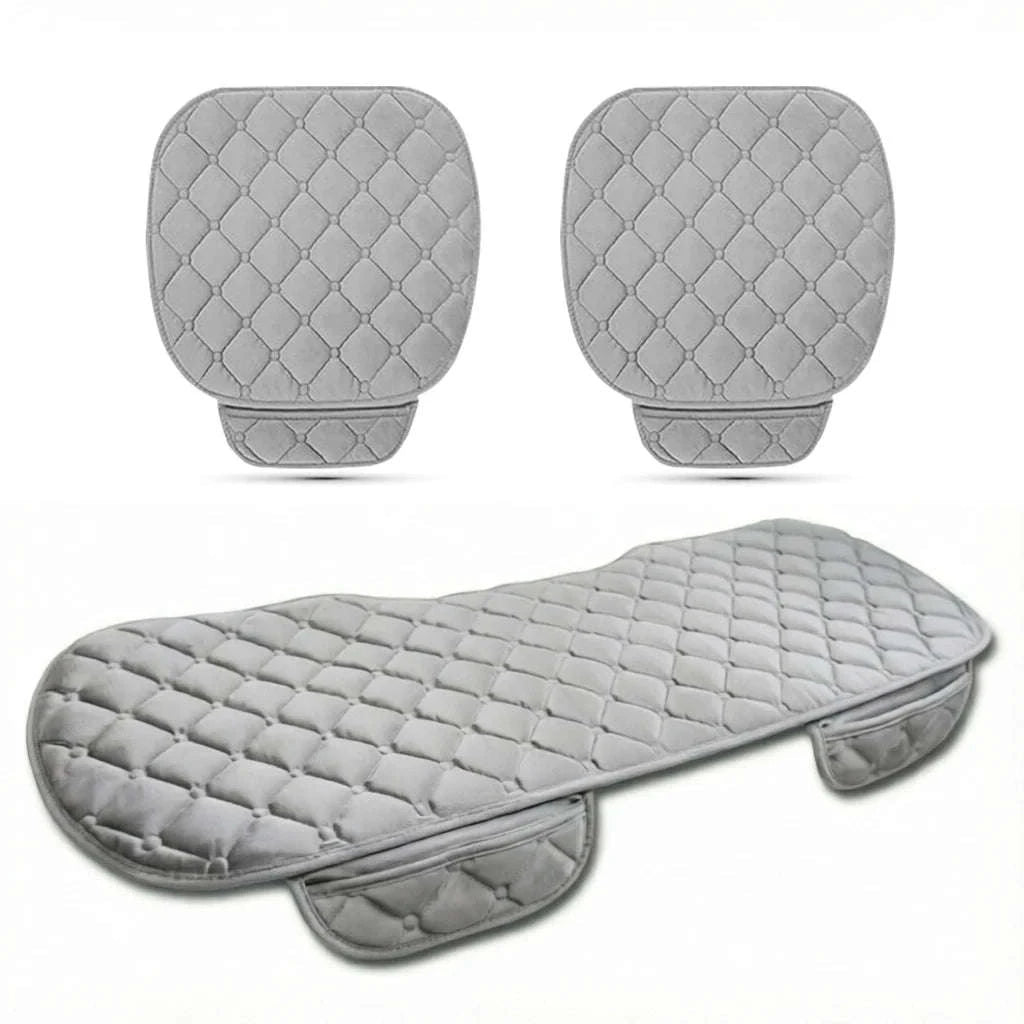 Plush Car Seat Cover Anti-Slip Soft Seat Cushion Protector Pad Universal-Black Rear 1pc