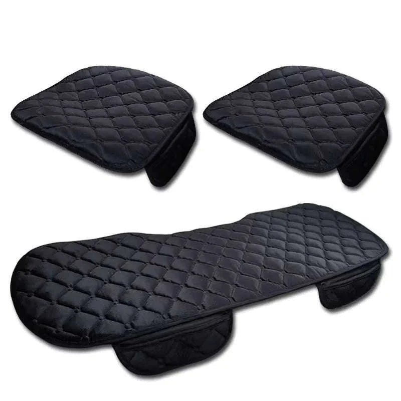 Plush Car Seat Cover Anti-Slip Soft Seat Cushion Protector Pad Universal-Black Rear 1pc