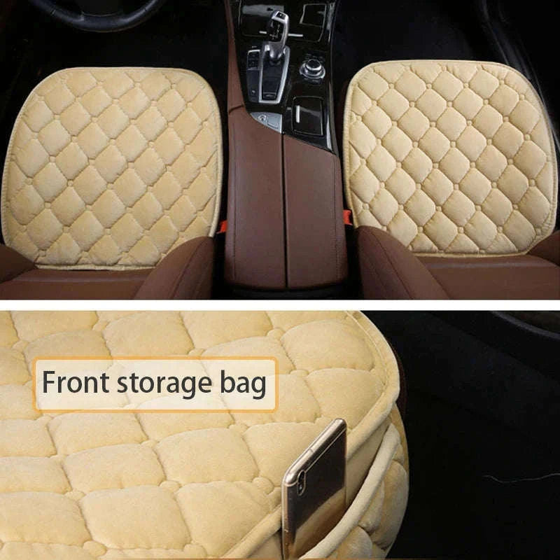 Plush Car Seat Cover Anti-Slip Soft Seat Cushion Protector Pad Universal-Black Rear 1pc