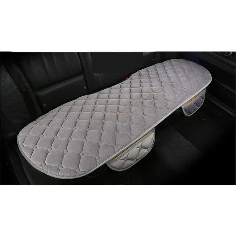 Plush Car Seat Cover Anti-Slip Soft Seat Cushion Protector Pad Universal-Black Rear 1pc