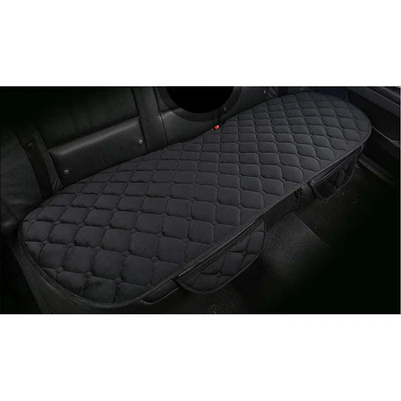 Plush Car Seat Cover Anti-Slip Soft Seat Cushion Protector Pad Universal-Black Rear 1pc