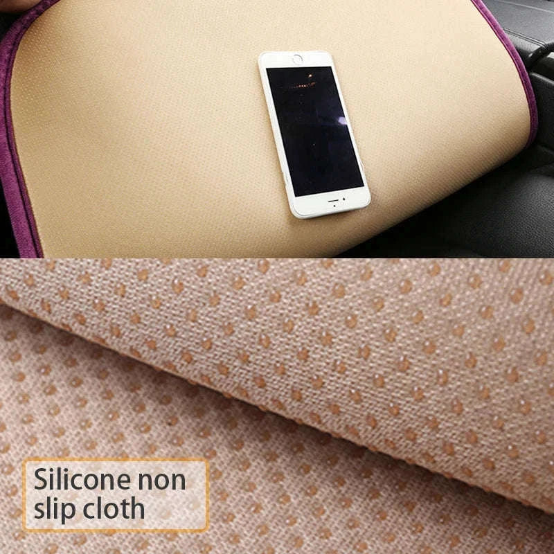 Plush Car Seat Cover Anti-Slip Soft Seat Cushion Protector Pad Universal-Black Rear 1pc