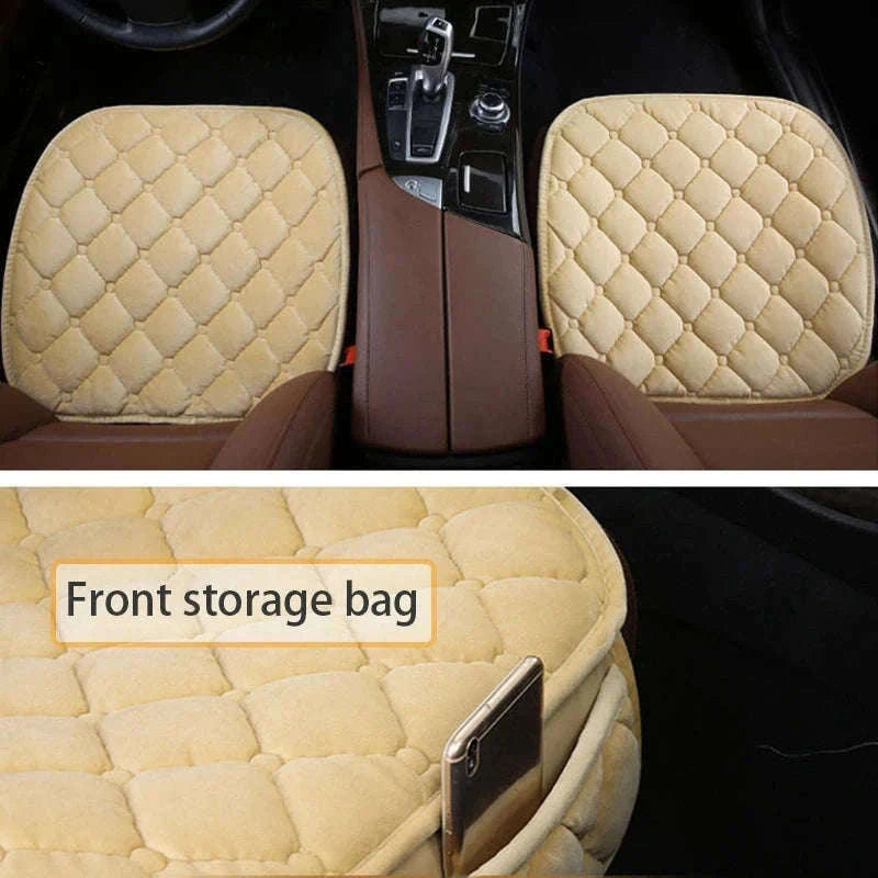 Plush Car Seat Cover Anti-Slip Soft Seat Cushion Protector Pad Universal-Black Rear 1pc