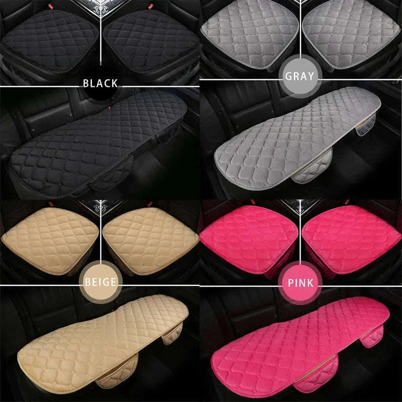 Plush Car Seat Cover Anti-Slip Soft Seat Cushion Protector Pad Universal-Black Rear 1pc