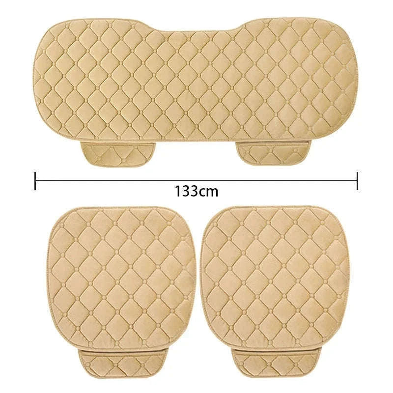 Plush Car Seat Cover Anti-Slip Soft Seat Cushion Protector Pad Universal-Black Rear 1pc