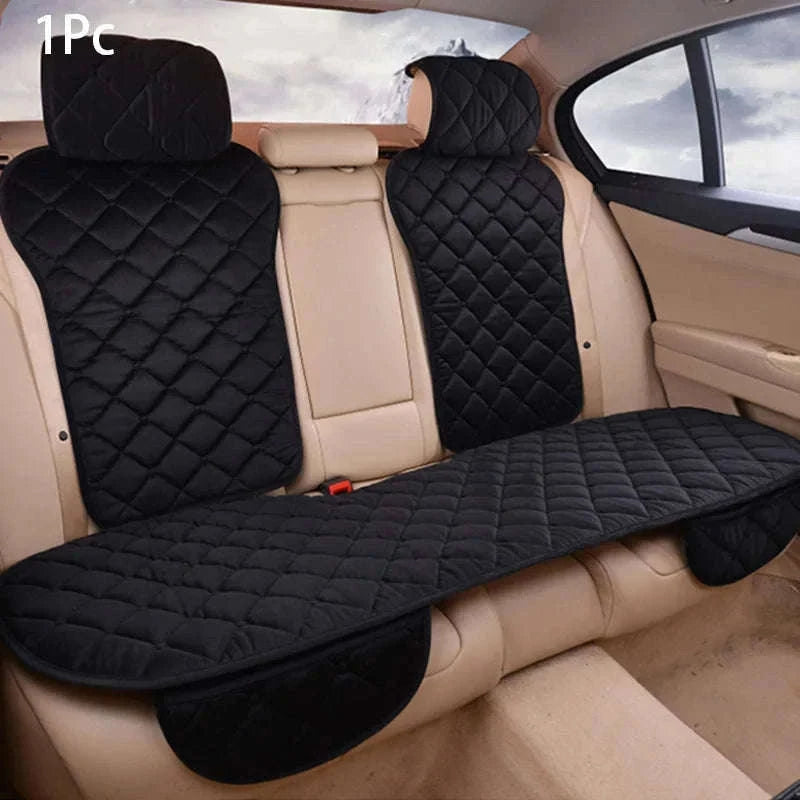 Plush Car Seat Cover-Rear Black 1pc