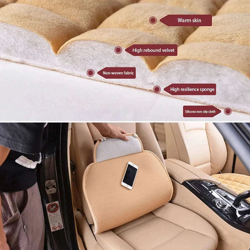 Plush Car Seat Cover-Rear Black 1pc