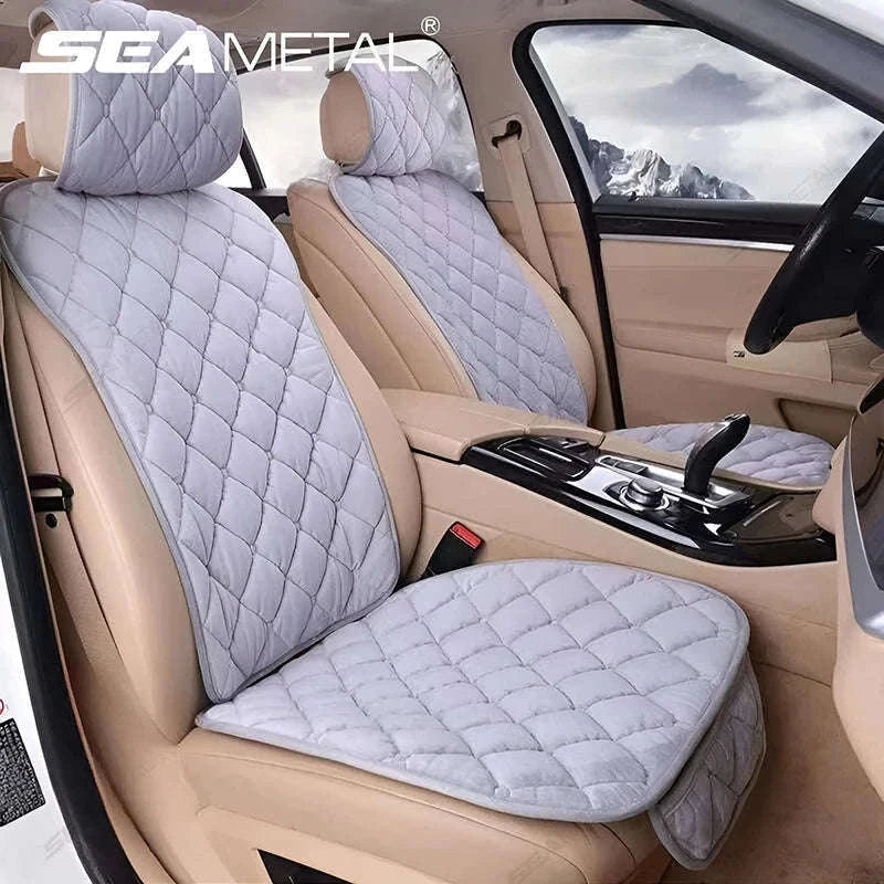 Plush Car Seat Cover-Rear Black 1pc