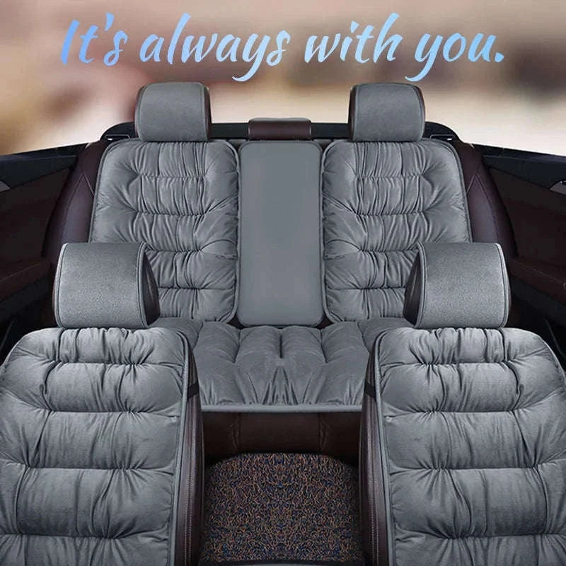 Plush Car Seat Cover Winter Warm Anti-Slip Seat Cushion-Gray front seat 1PC