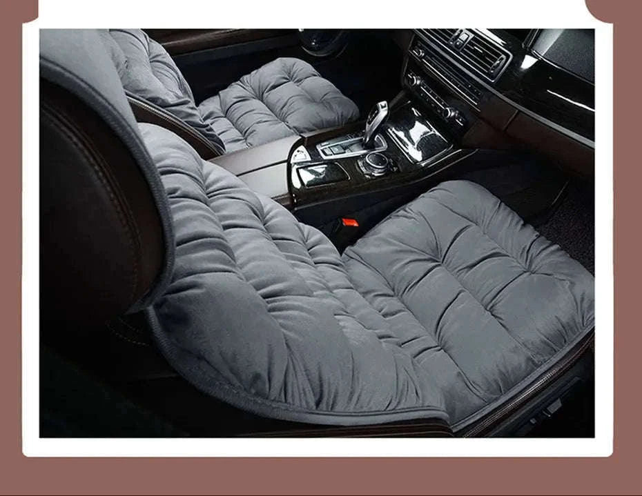 Plush Car Seat Cover Winter Warm Anti-Slip Seat Cushion-Gray front seat 1PC