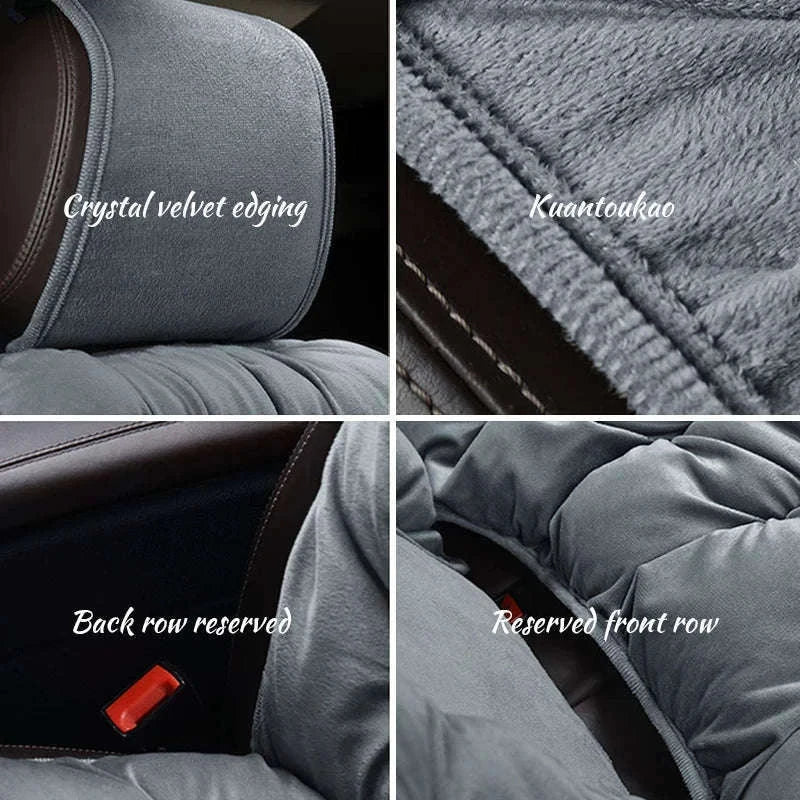 Plush Car Seat Cover Winter Warm Anti-Slip Seat Cushion-Gray front seat 1PC