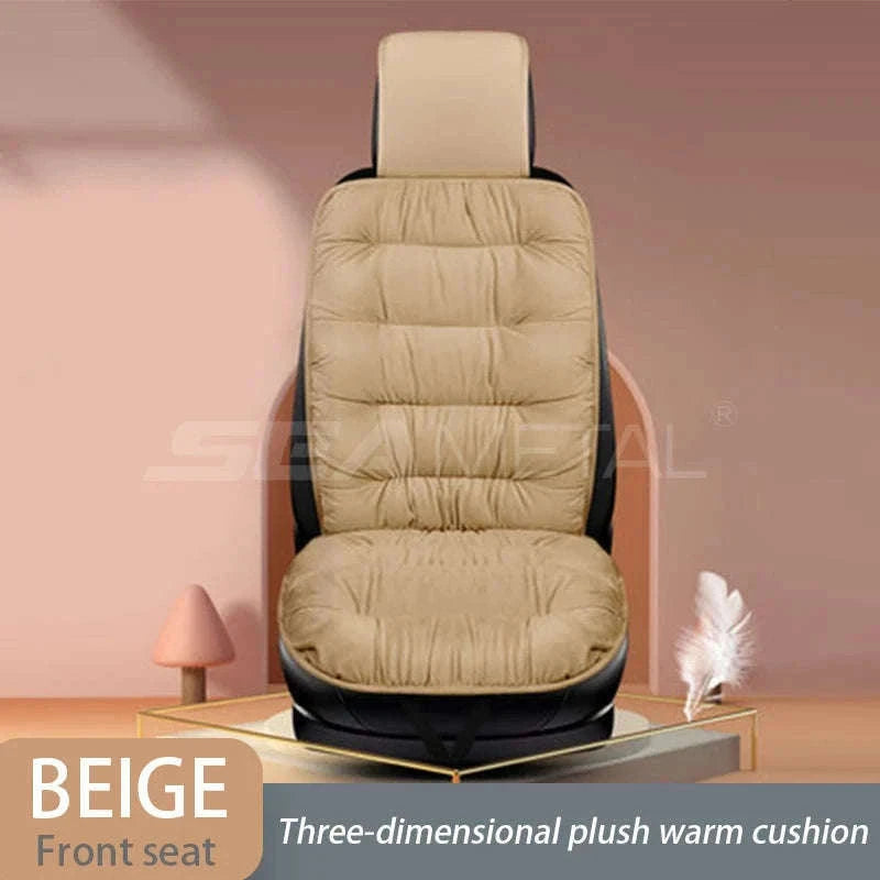 Plush Car Seat Cover Winter Warm Anti-Slip Seat Cushion-Gray front seat 1PC