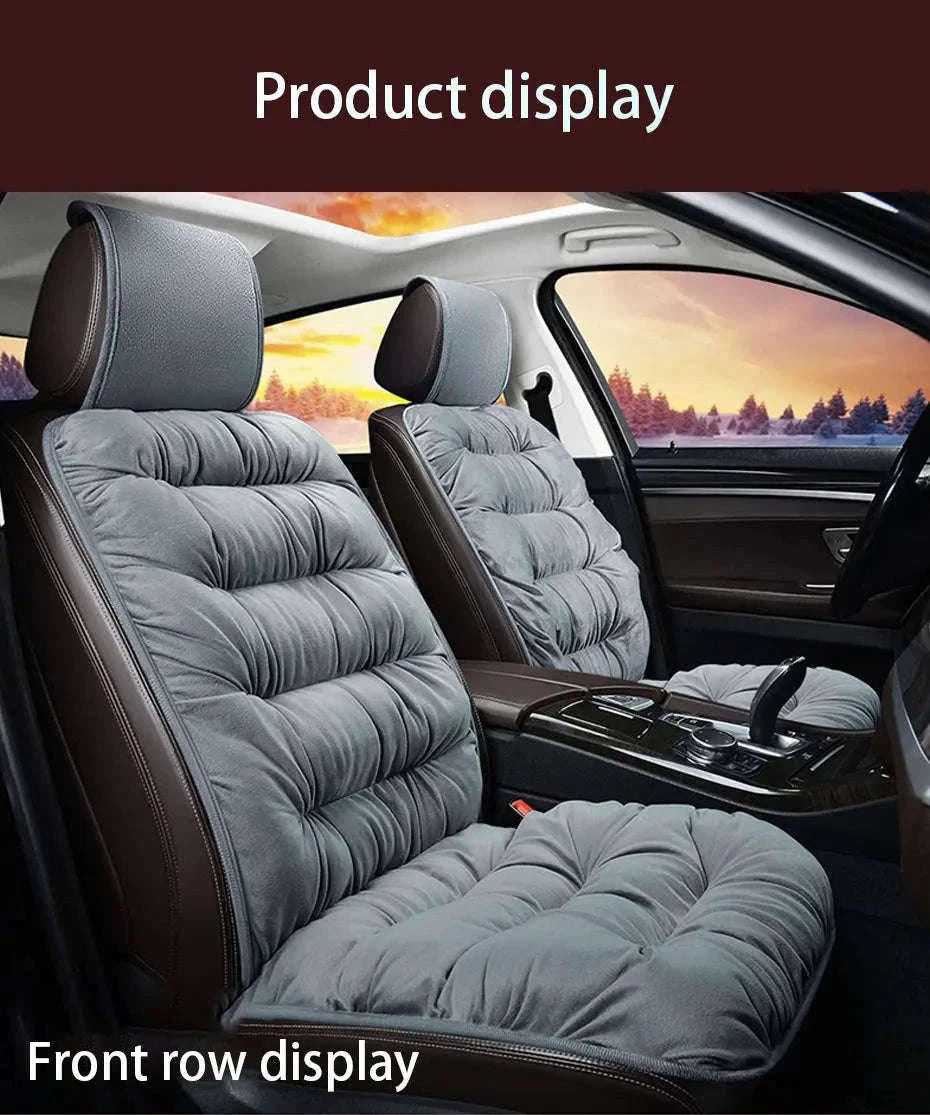 Plush Car Seat Cover Winter Warm Anti-Slip Seat Cushion-Gray front seat 1PC