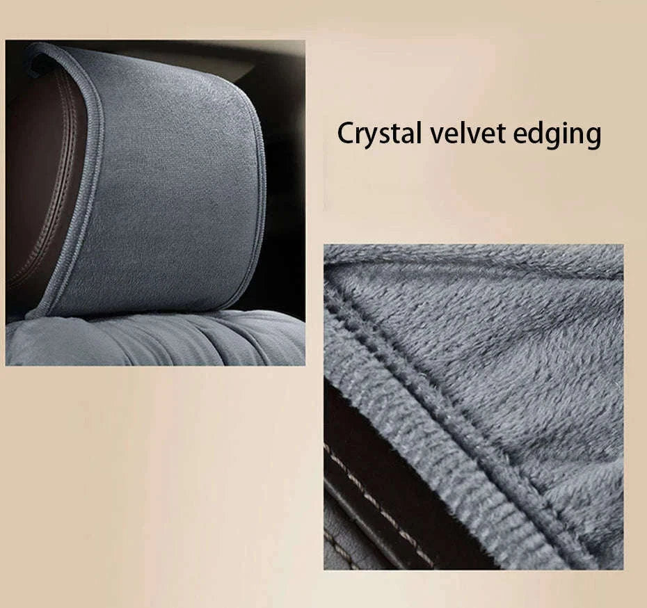 Plush Car Seat Cover Winter Warm Anti-Slip Seat Cushion-Gray front seat 1PC