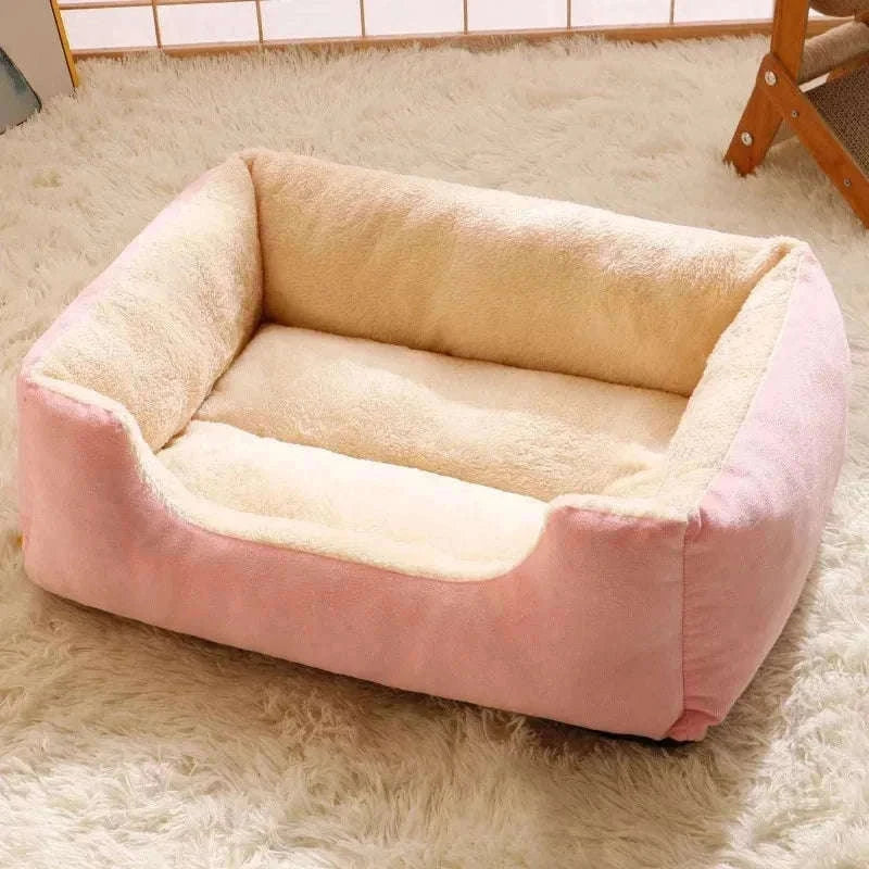 Plush Cat Bed & Mat for Cozy, Supportive Everyday Rest-Pink / XXL 80x60cm