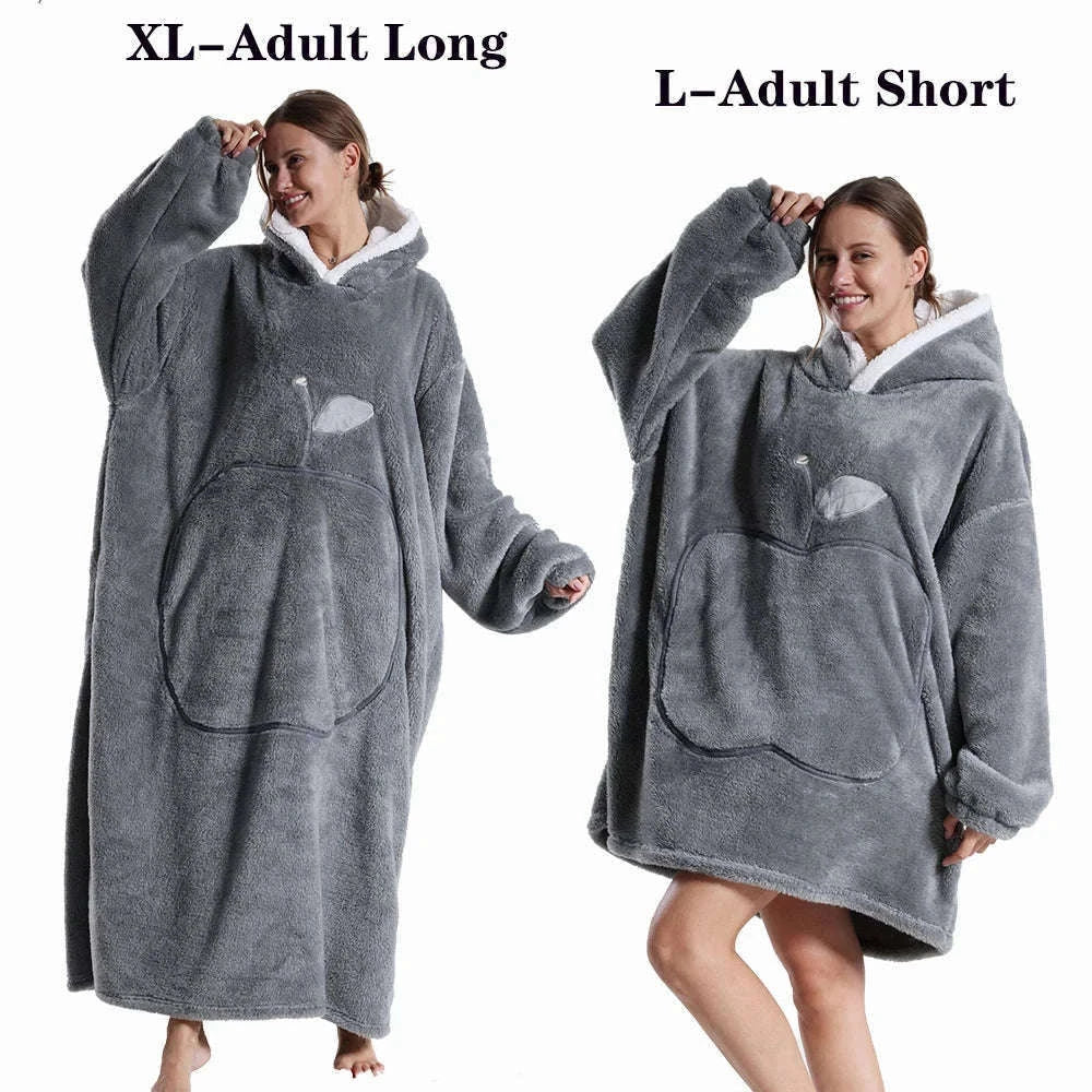 Plush Fleece Blanket Hoodie for Men and Women-FH141 / XL Length 140cm