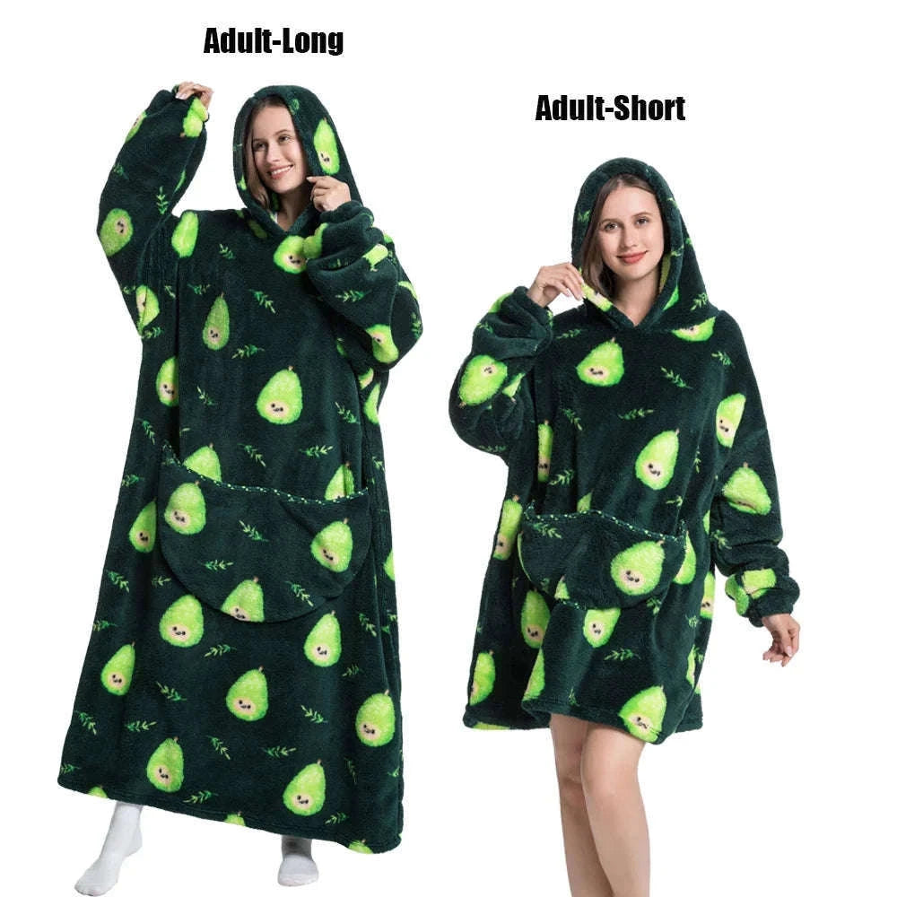 Plush Fleece Blanket Hoodie for Men and Women-FH141 / XL Length 140cm