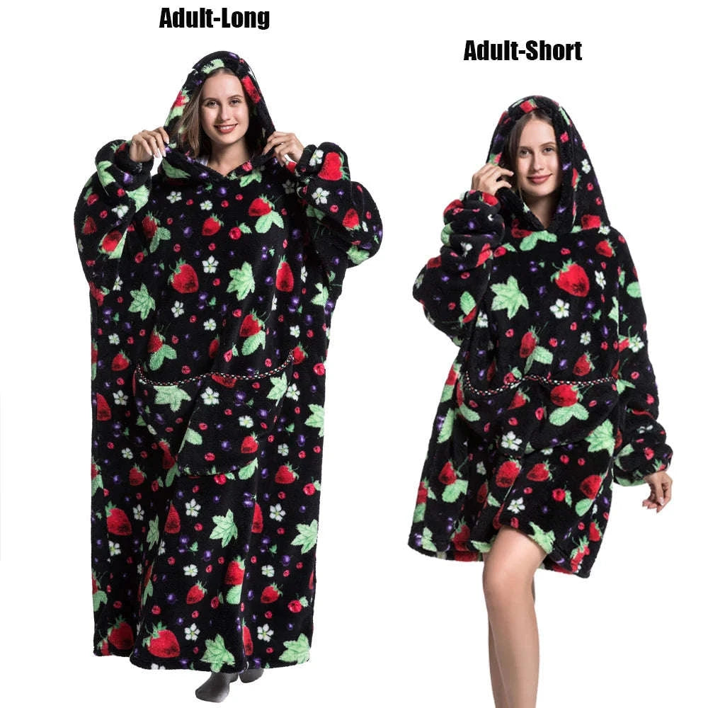 Plush Fleece Blanket Hoodie for Men and Women-FH141 / XL Length 140cm
