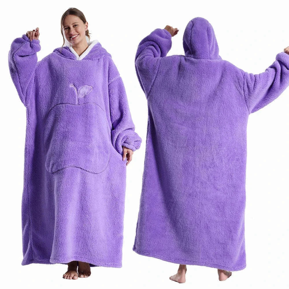 Plush Fleece Blanket Hoodie for Men and Women-FH141 / XL Length 140cm