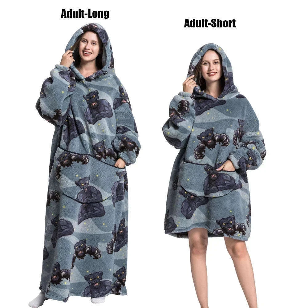 Plush Fleece Blanket Hoodie for Men and Women-FH141 / XL Length 140cm