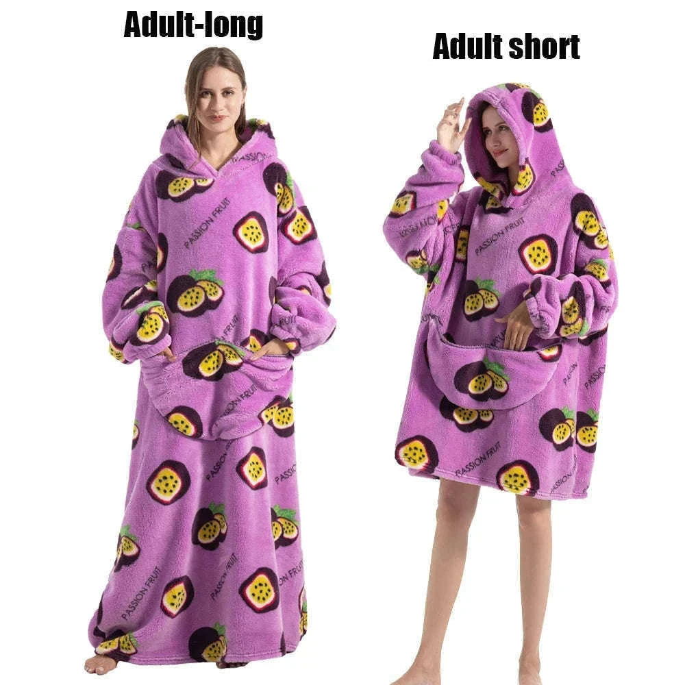 Plush Fleece Blanket Hoodie for Men and Women-FH141 / XL Length 140cm