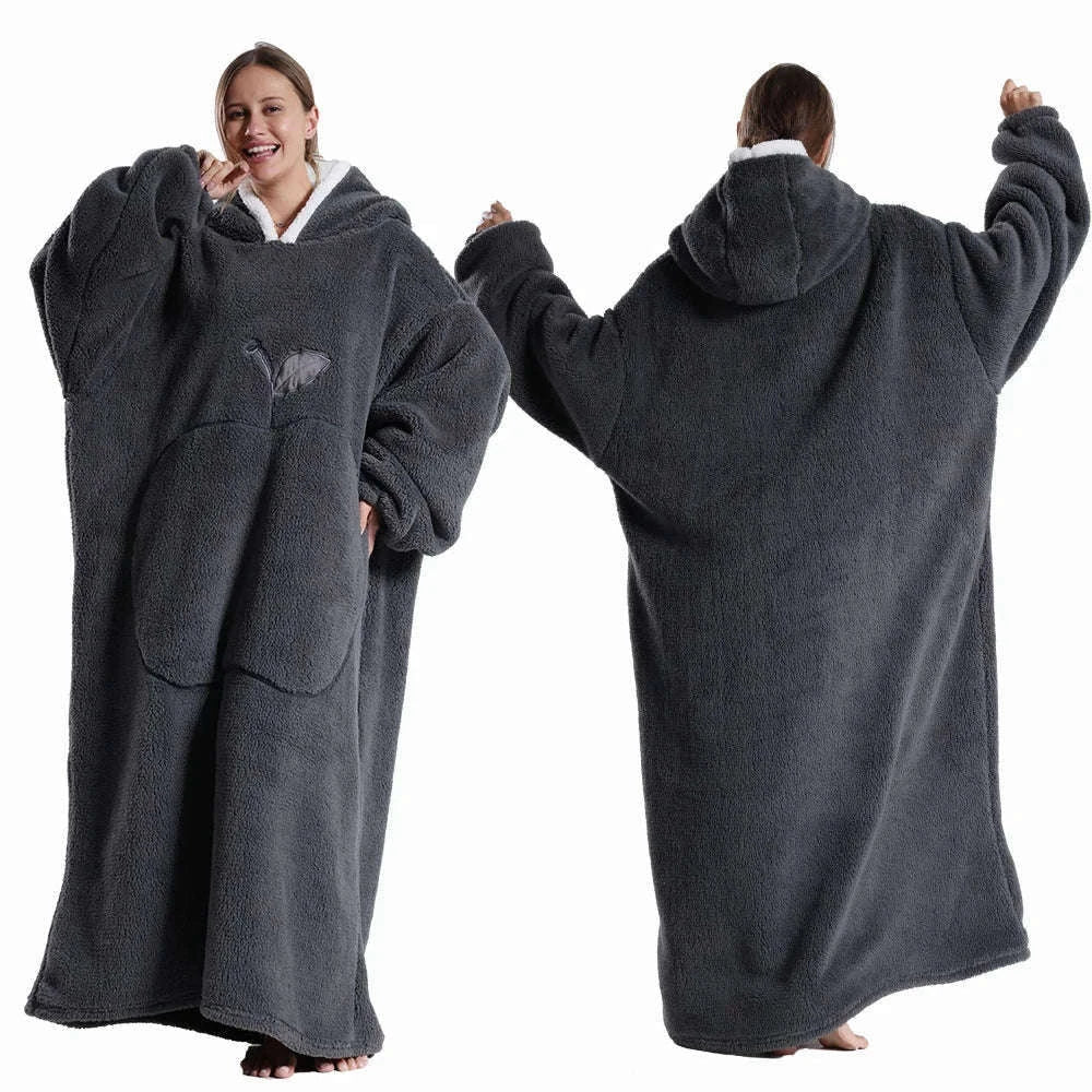 Plush Fleece Blanket Hoodie for Men and Women-FH141 / XL Length 140cm