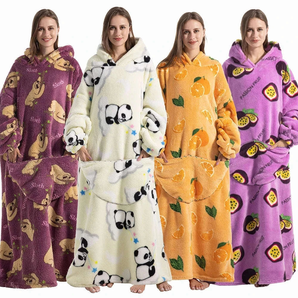 Plush Fleece Blanket Hoodie for Men and Women-FH141 / XL Length 140cm
