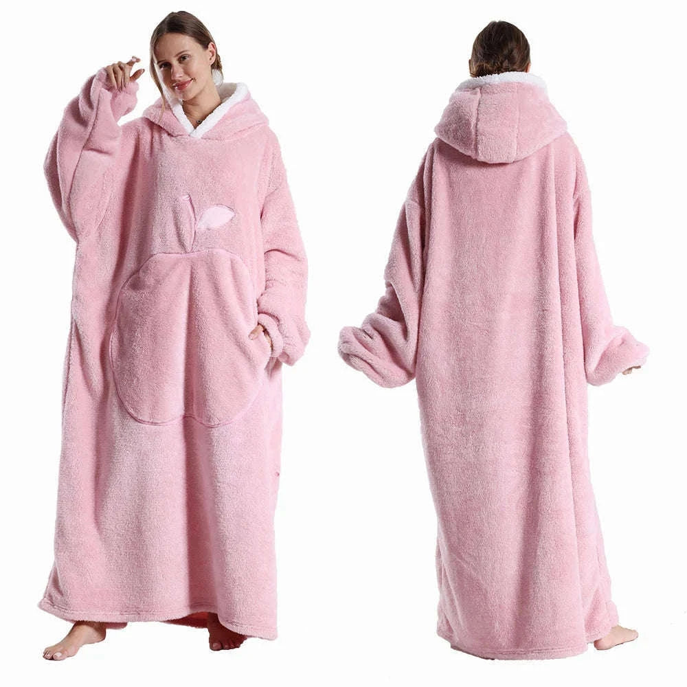 Plush Fleece Blanket Hoodie for Men and Women-FH141 / XL Length 140cm