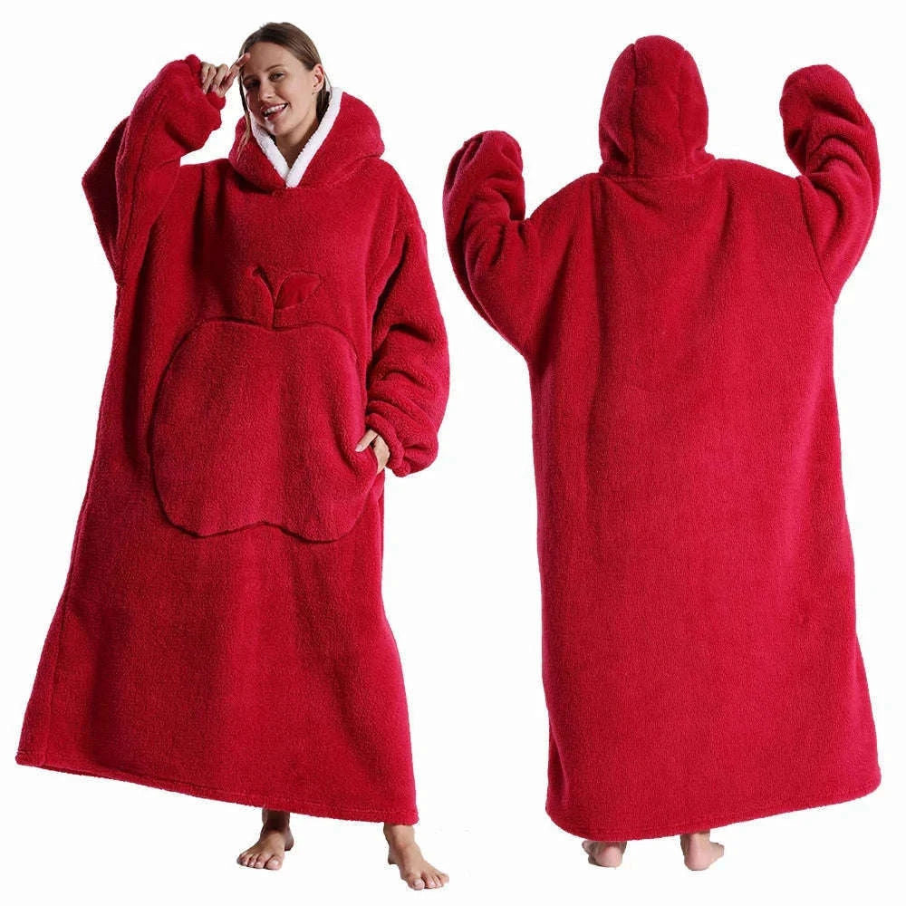 Plush Fleece Blanket Hoodie for Men and Women-FH141 / XL Length 140cm