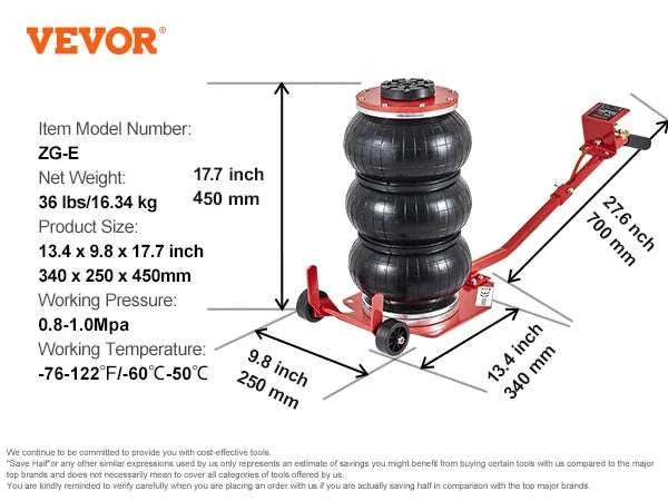 Pneumatic Air Bag Car Jack 3 Ton Quick Lift with Wheels-3T Adjustable red / United States