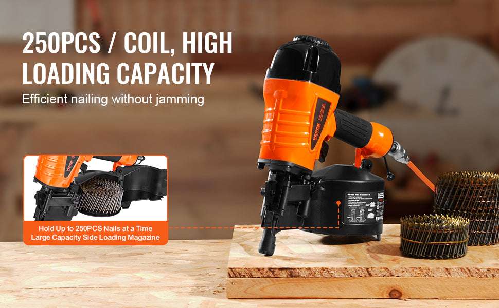 Pneumatic Coil Siding Nailer 70–120 PSI High-Capacity Nail Gun-