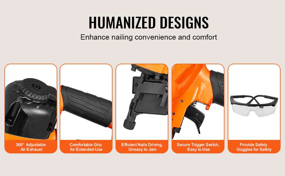 Pneumatic Coil Siding Nailer 70–120 PSI High-Capacity Nail Gun-