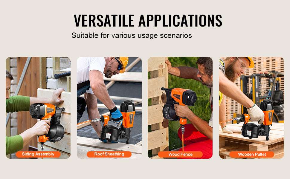 Pneumatic Coil Siding Nailer 70–120 PSI High-Capacity Nail Gun-