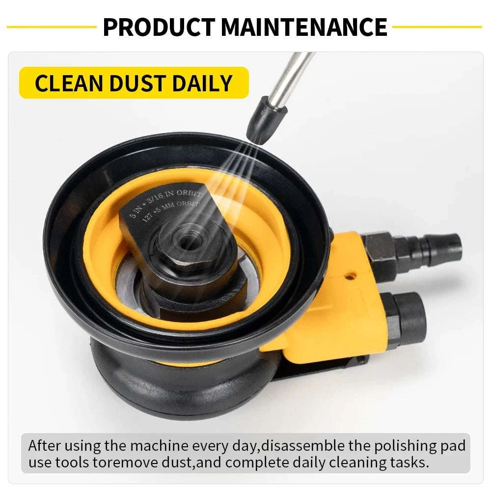 Pneumatic Orbital Sander 5"/6" 10000RPM Air Polisher EU Connector-5inch no Vacuum