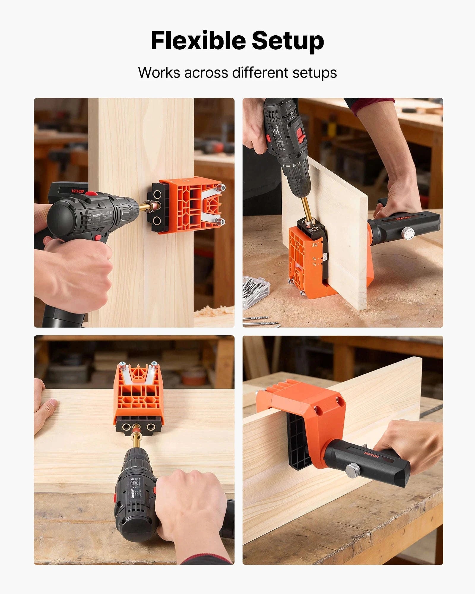 Pocket Hole Jig Kit Adjustable 360° Rotating Handle with 260 Screws-Pocket Hole Jig / United States