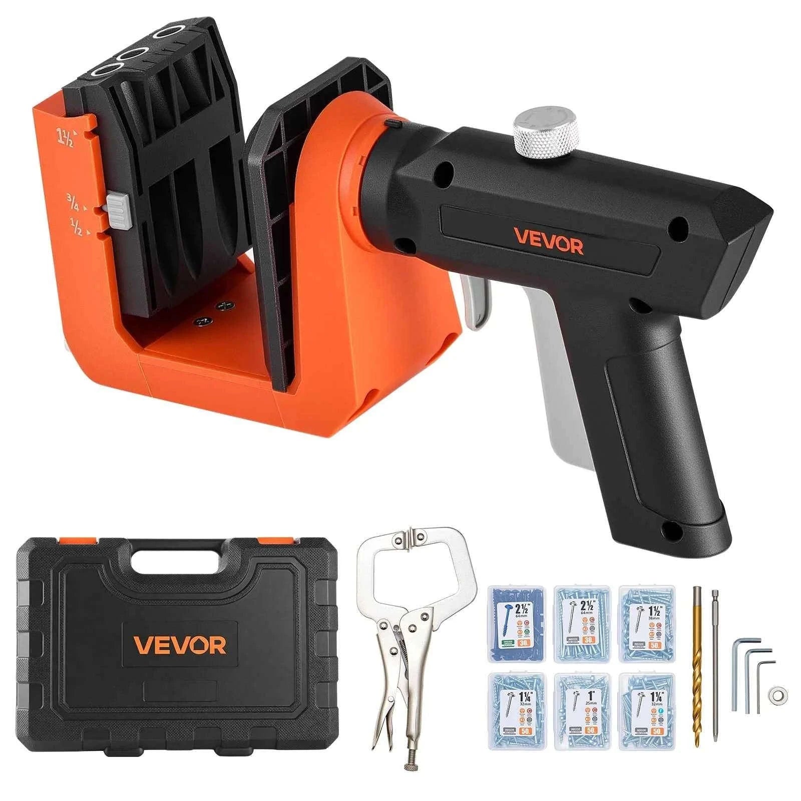Pocket Hole Jig Kit Adjustable 360° Rotating Handle with 260 Screws-Pocket Hole Jig / United States