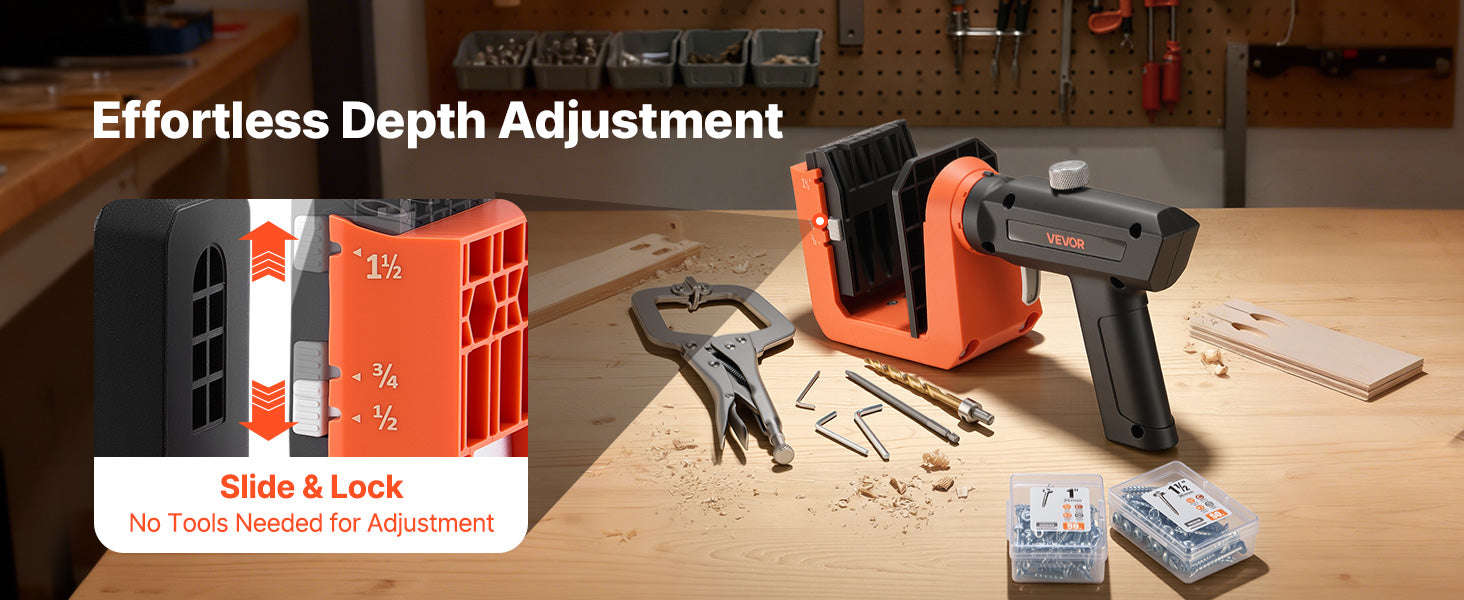 Pocket Hole Jig Kit Adjustable 360° Rotating Handle with 260 Screws-Pocket Hole Jig / United States
