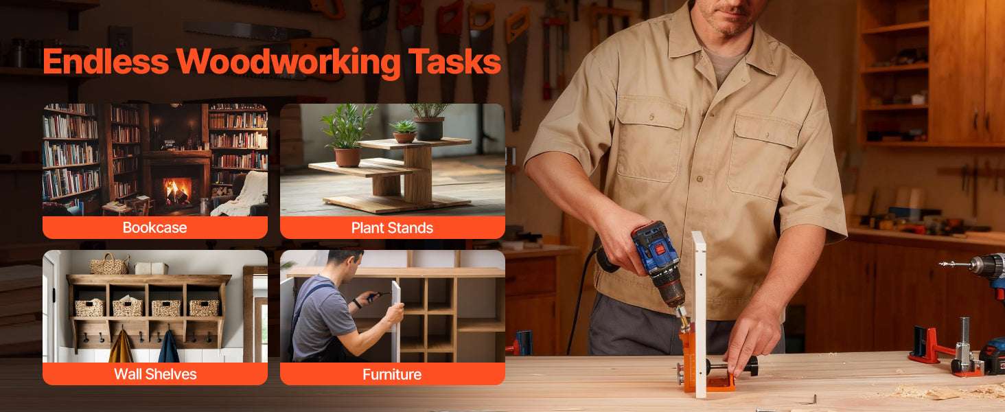 Pocket Hole Jig Kit for Woodworking – Adjustable Drill Guide System-TypeA / United States