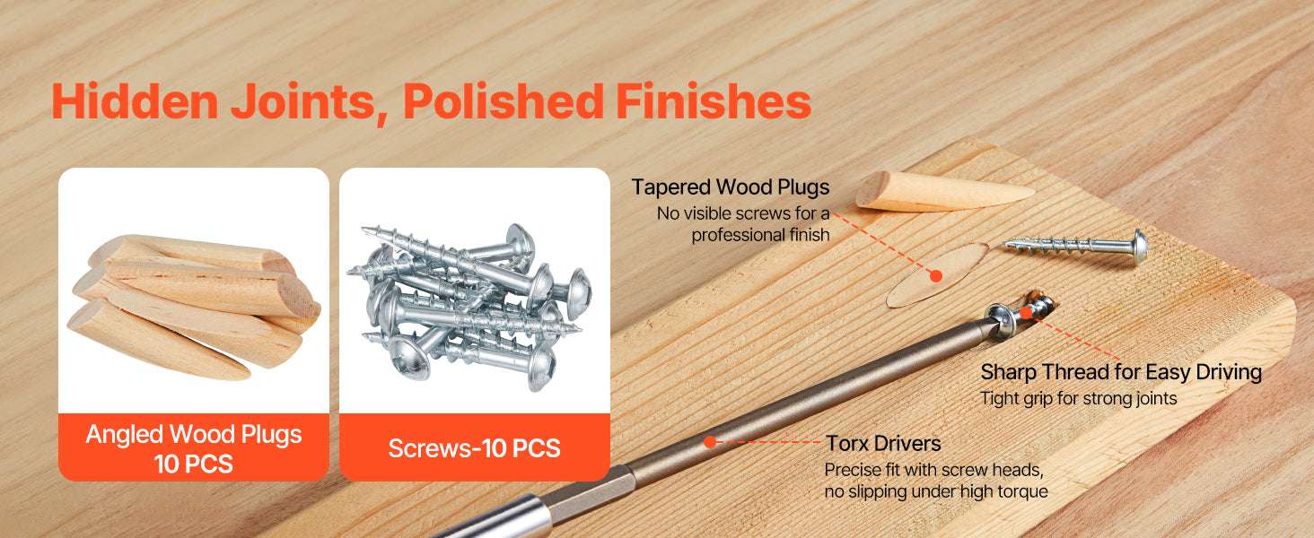 Pocket Hole Jig Kit for Woodworking – Adjustable Drill Guide System-TypeA / United States