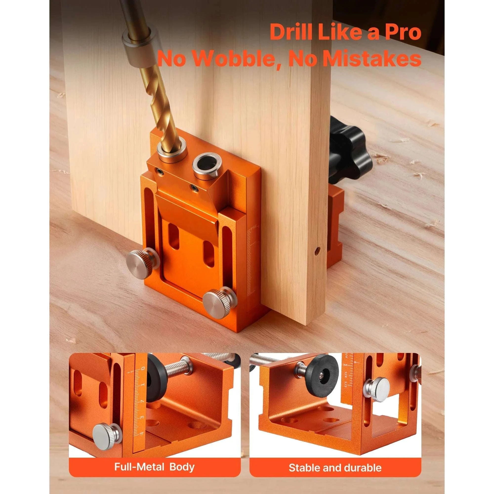 Pocket Hole Jig Kit for Woodworking – Adjustable Drill Guide System-TypeA / United States